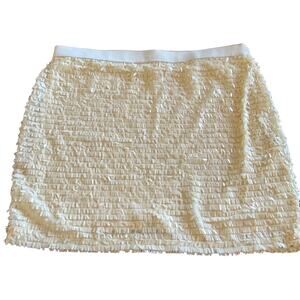 Joe Fresh Size L Cream Spangle Embellished Mini Skirt Some Missing Spangles